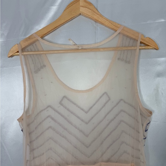 Free People Beaded Mesh Mini Slip Dress – Size Large - Picture 8 of 11